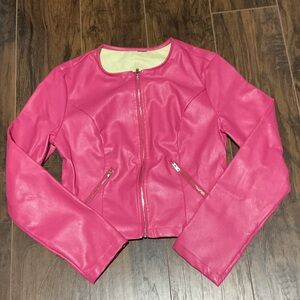 Pink Women's Pleather Jacket